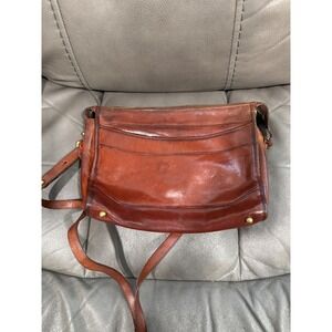 Vintage BRAHMIN Leather Satchel Crossbody‎ Bag Brown Made in USA